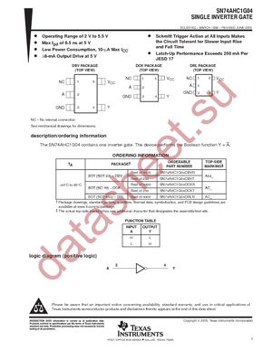 SN74AHC1G04DCKR datasheet  